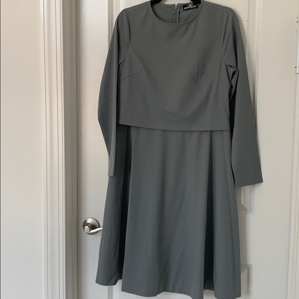 Grey A-line Modest Dress